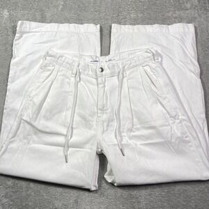 Old Navy White High Rise Drapey Drawcord Wide‎ Leg Pants Women's 8 Minimalist